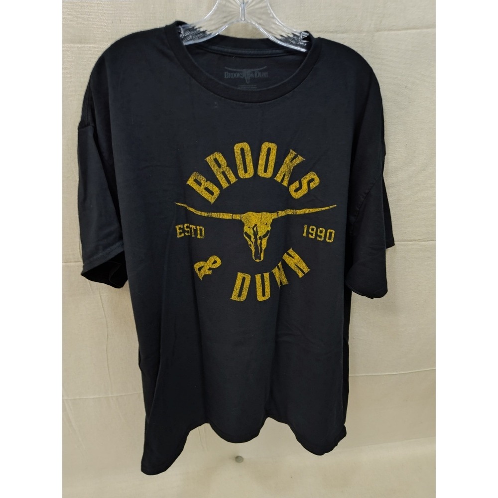Brooks & Dunn Mens 2XL Black Graphic T-Shirt Country Music Steer Skull Logo Tee